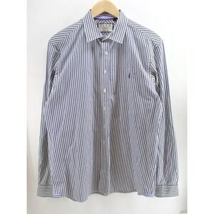 THOMAS PINK Mens Navy White Striped Casual Fit Button-Down Shirt LARGE‎